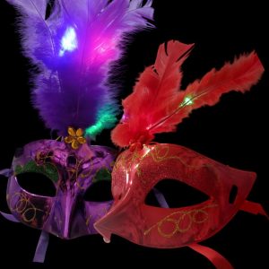 Antifaz Veneciano Plumas Luminoso Varios Colores x1 - Imagen 1