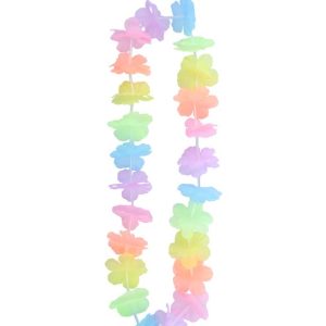 Collar Hawaiano De Flores Multicolor Pastel x12 - Imagen 1