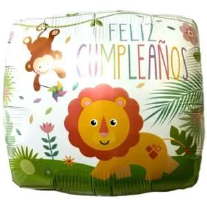 Globo de Feliz Cumpleaños Animalitos de la Selva 18" x1 - Imagen 1
