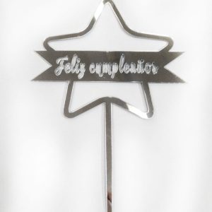 Adorno topper de torta Feliz cumpleaños Plateado (varios modelos) - Imagen 4
