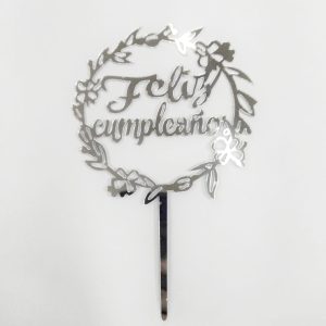 Adorno topper de torta Feliz cumpleaños Plateado (varios modelos) - Imagen 3