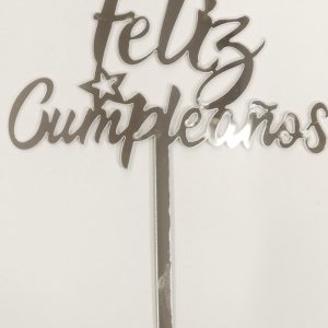 Adorno topper de torta Feliz cumpleaños Plateado (varios modelos) - Imagen 5