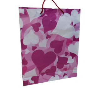 Bolsa de Regalo c/manija Corazones Violeta 38x31 x1uni - Imagen 1