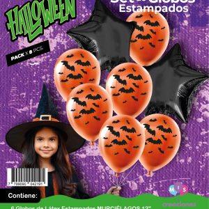 Set de Globos mylar + latex estampado Murciélago x 1 - Imagen 1