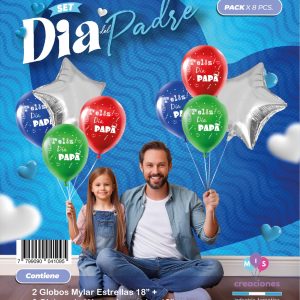 Set de Globos mylar + latex estampado Papá - Imagen 1