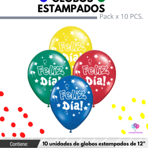 Globo De Latex Estampado De Feliz Dia x 10u - Imagen 1