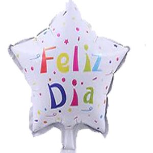 Globo de Feliz dia blanco Estrella con Confeti 10" x1 - Imagen 1