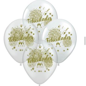 Globo De Latex Estampado Cristal Felicidades x 10u - Imagen 1