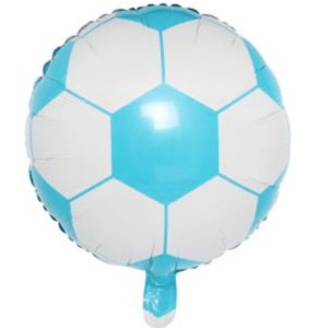 Globo Pelota de Futbol Celeste y Blanco Metalizado 10" x1 - Imagen 1