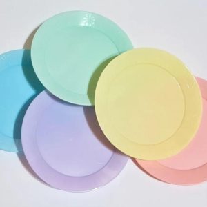 Platos plasticos Redondos colores pastel x10 - Imagen 1