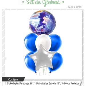 Set de globos Sonic 7pcs - Imagen 1