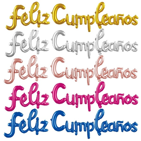 globo feliz cumple cursiva