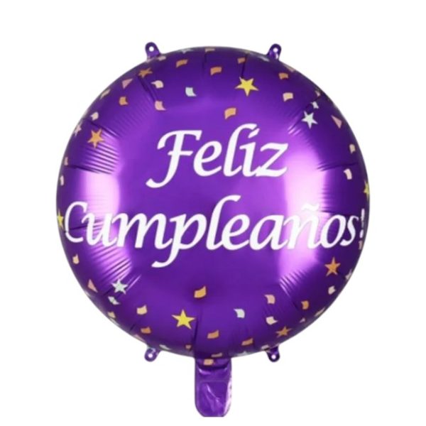 Globo _Feliz Cumpleaños_ Violeta con Confeti x1