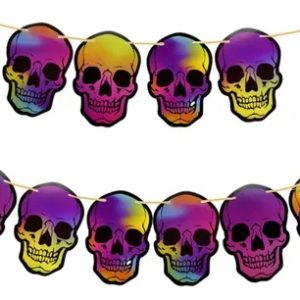 Guirnalda de papel calaveras multicolor x1 - Imagen 2