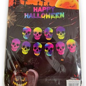 Guirnalda de papel calaveras multicolor x1 - Imagen 1