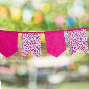 Banderin Vintage Fucsia Flores X1