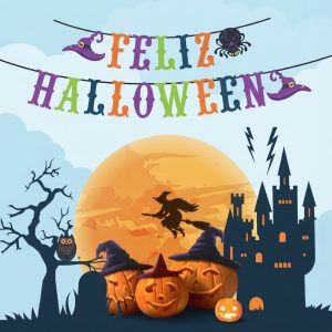 Guirnalda Feliz Halloween Sombrero Bruja X1